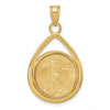 Diamond-Cut Lightweight Teardrop Prong Coin Bezel Pendant with Coin