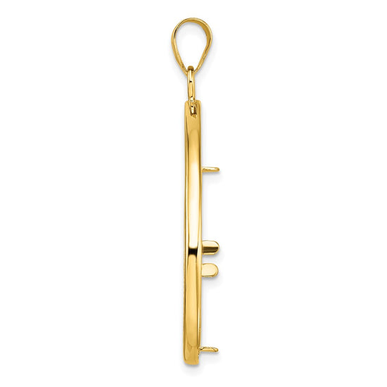 Diamond-Cut Lightweight Teardrop Prong Coin Bezel Pendant