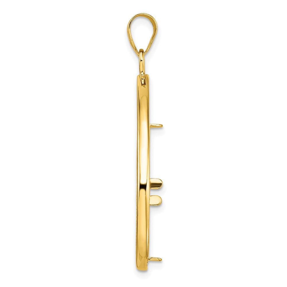 Diamond-Cut Lightweight Teardrop Prong Coin Bezel Pendant