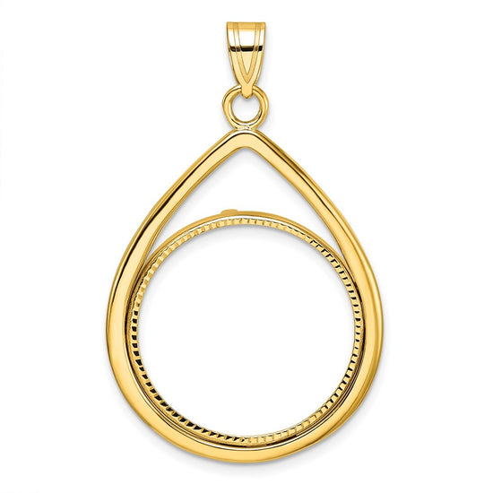 Diamond-Cut Lightweight Teardrop Prong Coin Bezel Pendant