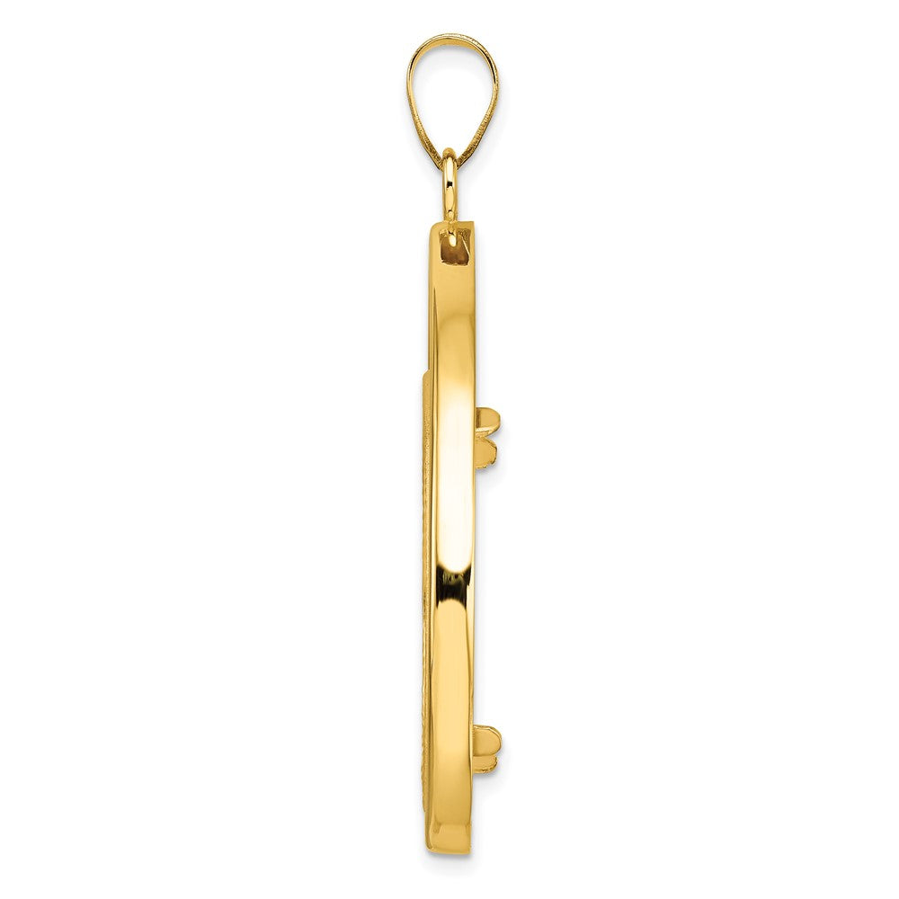 Diamond-Cut Lightweight Teardrop Prong Coin Bezel Pendant
