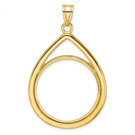 Diamond-Cut Lightweight Teardrop Prong Coin Bezel Pendant