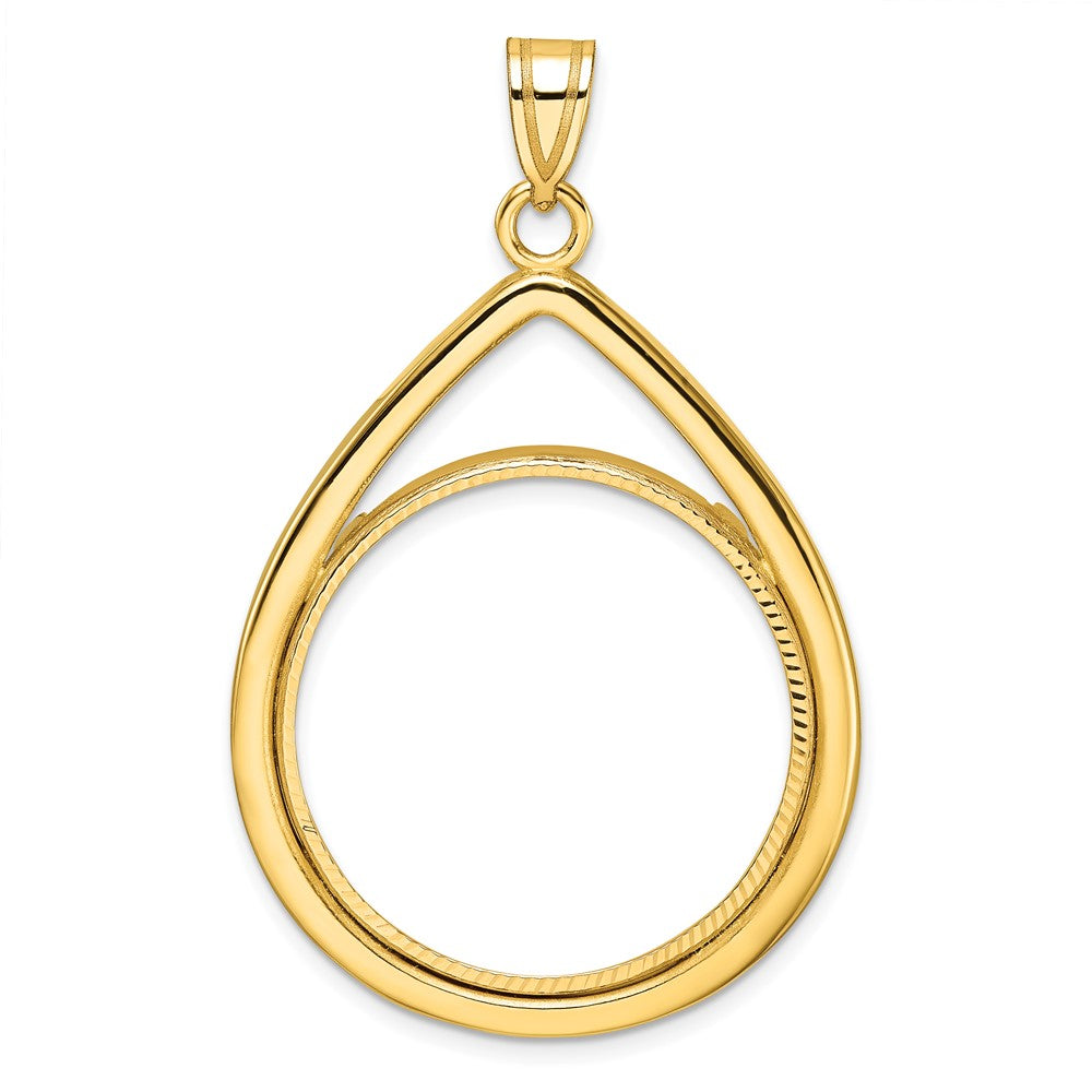 Diamond-Cut Lightweight Teardrop Prong Coin Bezel Pendant