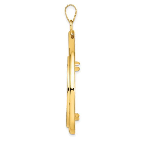 Diamond-Cut Lightweight Teardrop Prong Coin Bezel Pendant