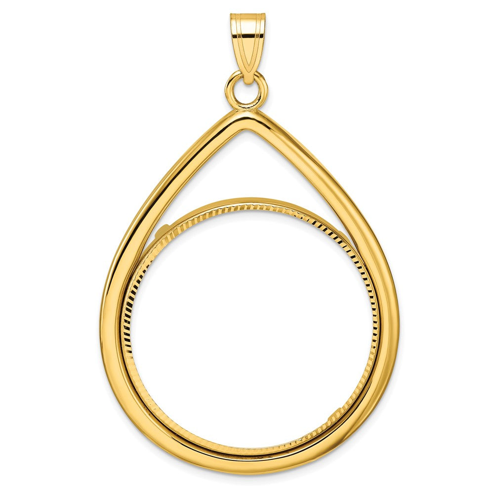 Diamond-Cut Lightweight Teardrop Prong Coin Bezel Pendant