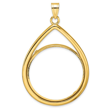 Diamond-Cut Lightweight Teardrop Prong Coin Bezel Pendant