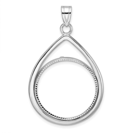 Diamond-Cut Lightweight Teardrop Prong Coin Bezel Pendant