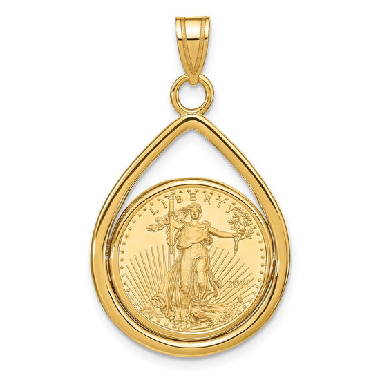 Tear Drop Polished Prong Bezel with Coin