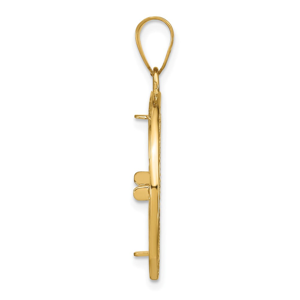 Gold Fancy Wire Polished Diamond-cut Prong Bezel Pendant