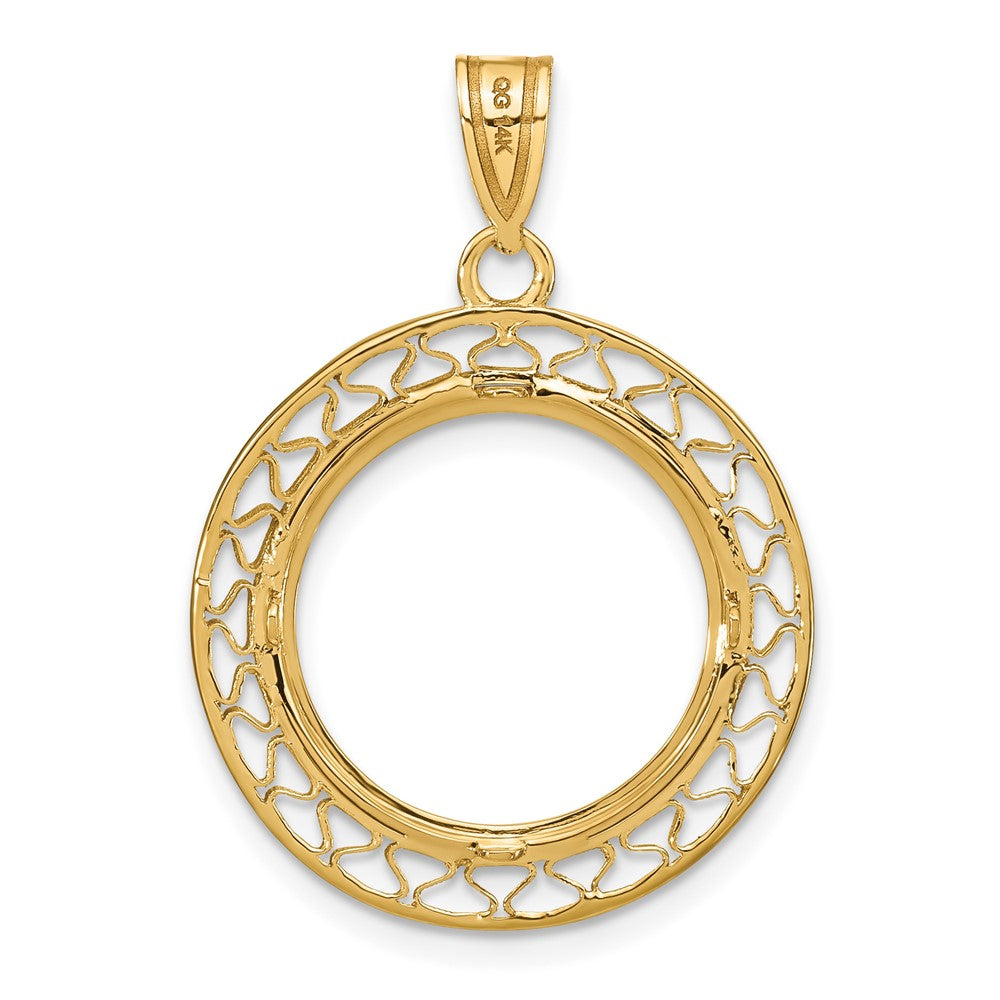 Gold Fancy Wire Polished Diamond-cut Prong Bezel Pendant