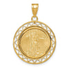 Gold Fancy Wire Polished Diamond-cut Prong Bezel Pendant with Pendant