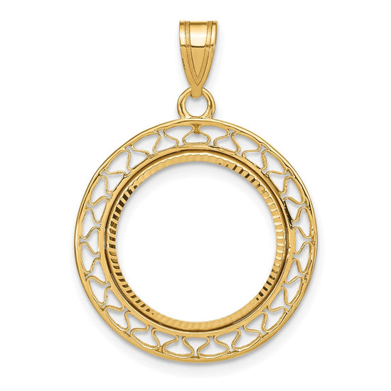 Gold Fancy Wire Polished Diamond-cut Prong Bezel Pendant