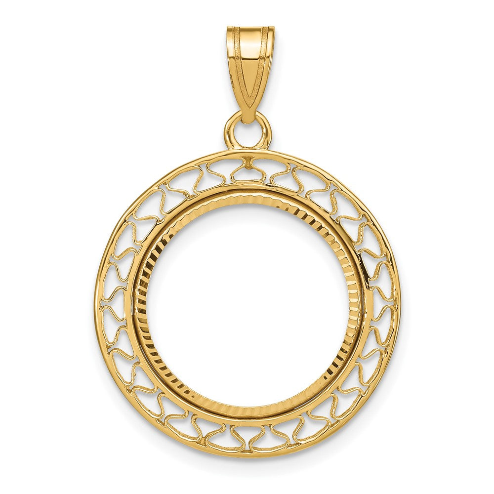 Gold Fancy Wire Polished Diamond-cut Prong Bezel Pendant