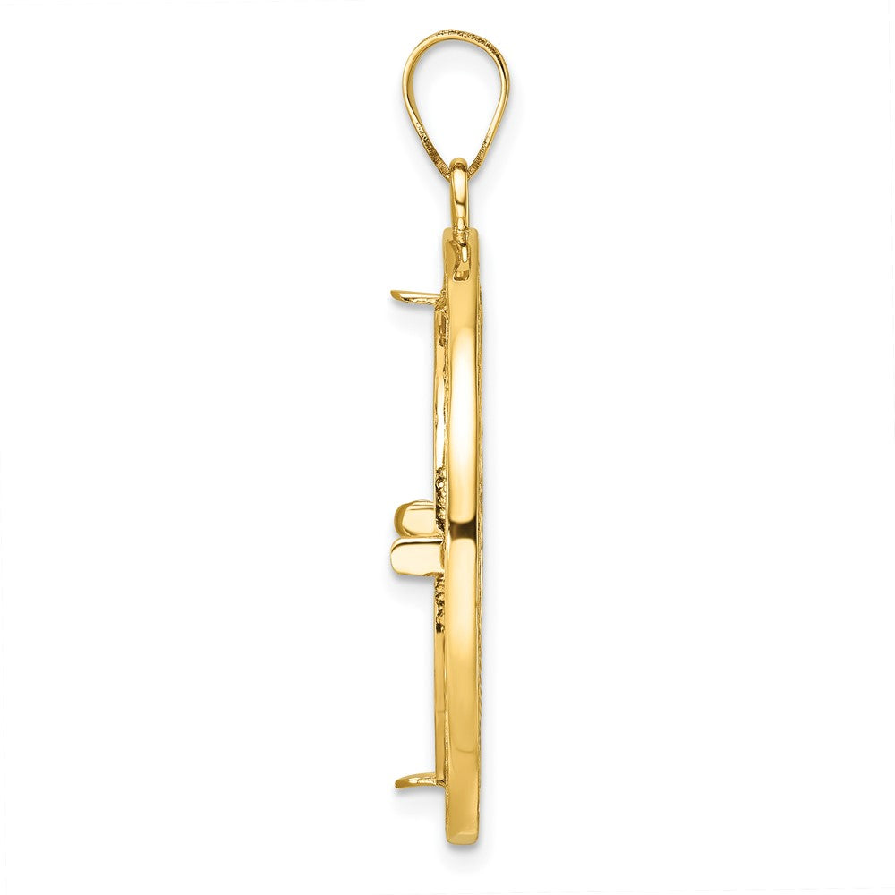 Gold Fancy Wire Polished Diamond-cut Prong Bezel Pendant