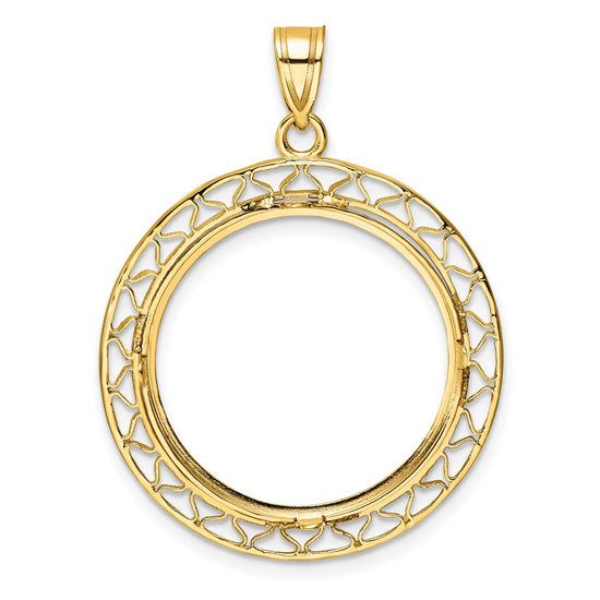 Gold Fancy Wire Polished Diamond-cut Prong Bezel Pendant