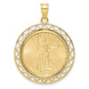 Gold Fancy Wire Polished Diamond-cut Prong Bezel Pendant with Pendant