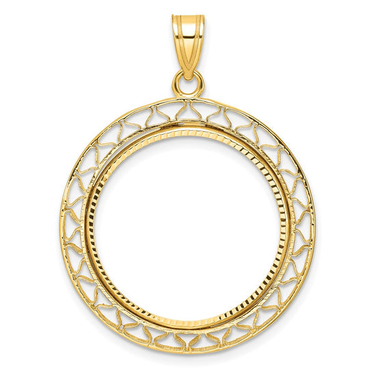 Gold Fancy Wire Polished Diamond-cut Prong Bezel Pendant
