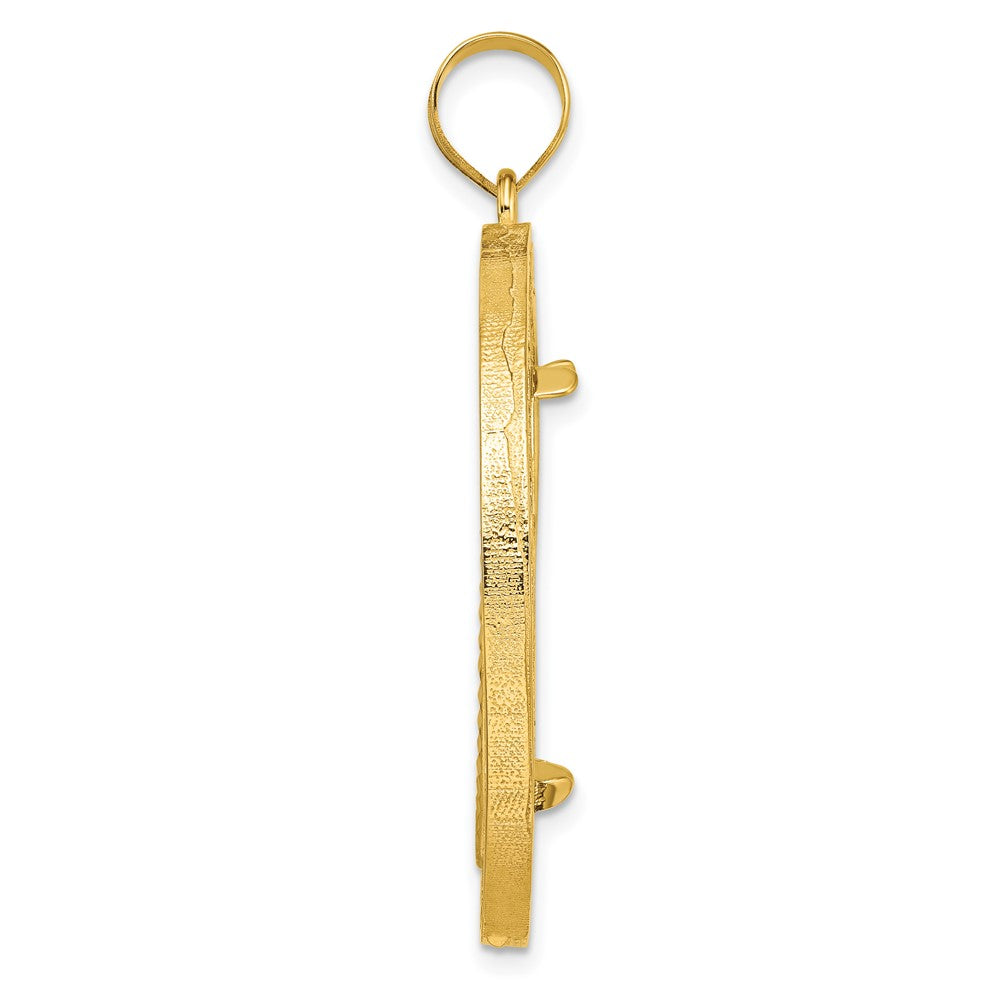 Gold Fancy Wire Polished Diamond-cut Prong Bezel Pendant