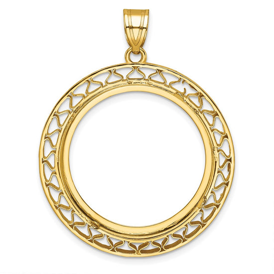 Gold Fancy Wire Polished Diamond-cut Prong Bezel Pendant
