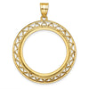 Gold Fancy Wire Polished Diamond-cut Prong Bezel Pendant