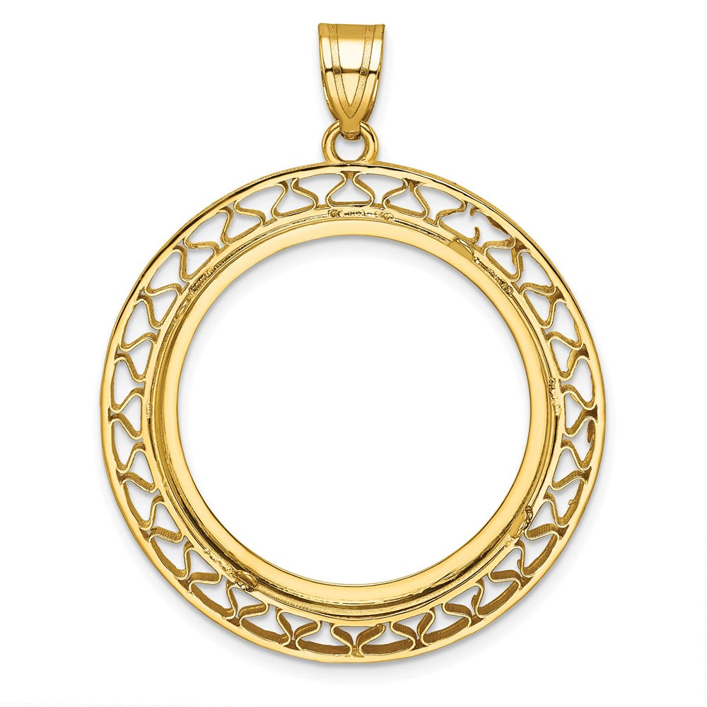 Gold Fancy Wire Polished Diamond-cut Prong Bezel Pendant