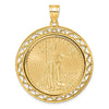 Gold Fancy Wire Polished Diamond-cut Prong Bezel Pendant with Pendant