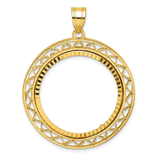Gold Fancy Wire Polished Diamond-cut Prong Bezel Pendant