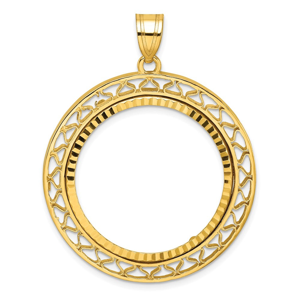 Gold Fancy Wire Polished Diamond-cut Prong Bezel Pendant