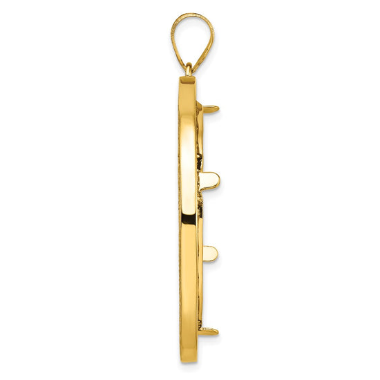 Gold Fancy Wire Polished Diamond-cut Prong Bezel Pendant