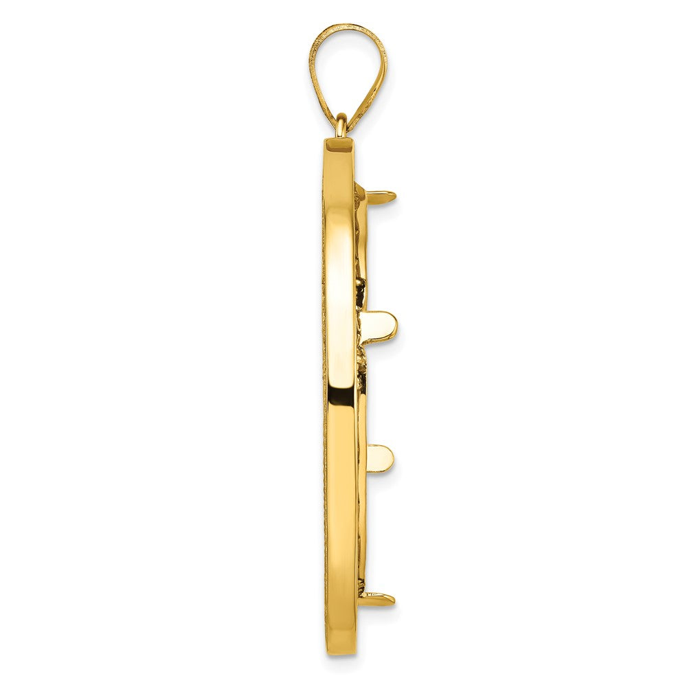Gold Fancy Wire Polished Diamond-cut Prong Bezel Pendant