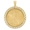 Gold Fancy Wire Polished Diamond-cut Prong Bezel Pendant with Pendant