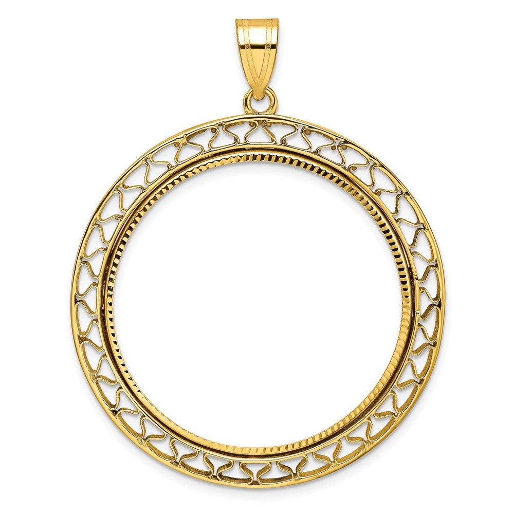 Gold Fancy Wire Polished Diamond-cut Prong Bezel Pendant