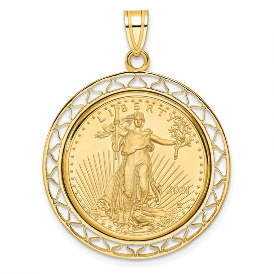 14ky Fancy Wire Polished Prong Bezel with Coin