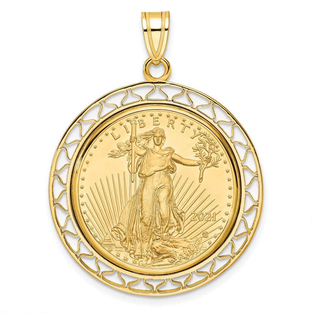 14ky Fancy Wire Polished Prong Bezel with Coin