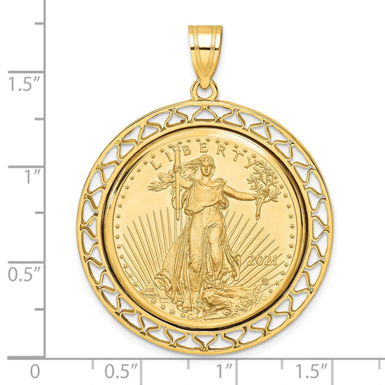 14ky Fancy Wire Polished Prong Bezel with Coin