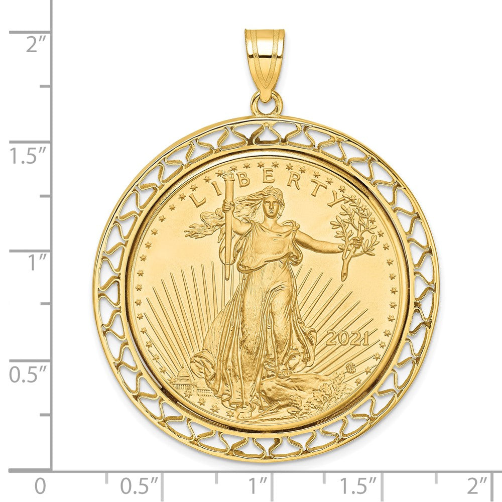 14ky Fancy Wire Polished Prong Bezel with Coin
