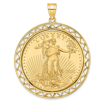 14ky Fancy Wire Polished Prong Bezel with Coin