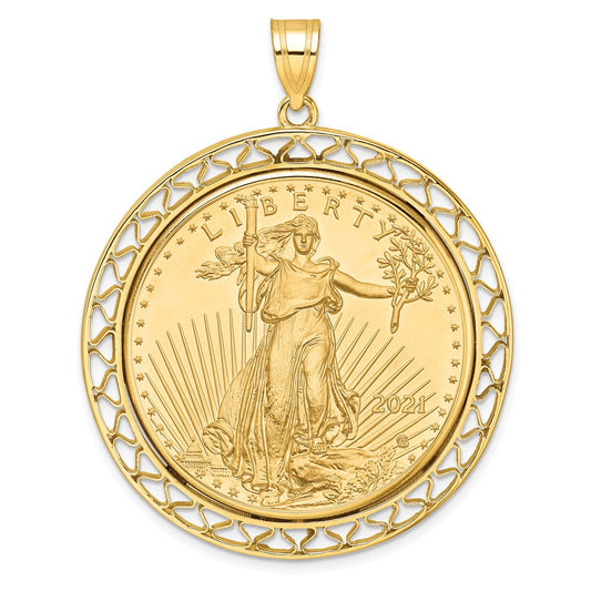 14ky Fancy Wire Polished Prong Bezel with Coin