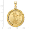 Gold Casted Rope and Diamond-cut Screw Top Coin Bezel Pendant with Coin