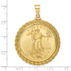 Gold Casted Rope and Diamond-cut Screw Top Coin Bezel Pendant with Coin