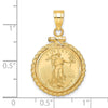14ky Casted Rope Polished Screw Top Bezel with Coin