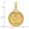 14ky Casted Rope Polished Screw Top Bezel with Coin