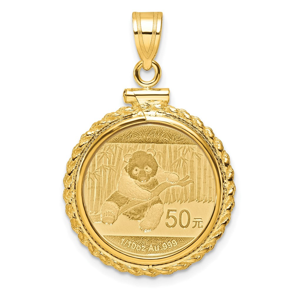 14ky Casted Rope Polished Screw Top Bezel with Coin