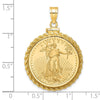 14ky Casted Rope Polished Screw Top Bezel with Coin