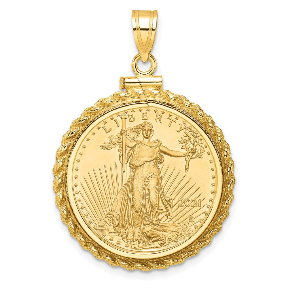 14ky Casted Rope Polished Screw Top Bezel with Coin
