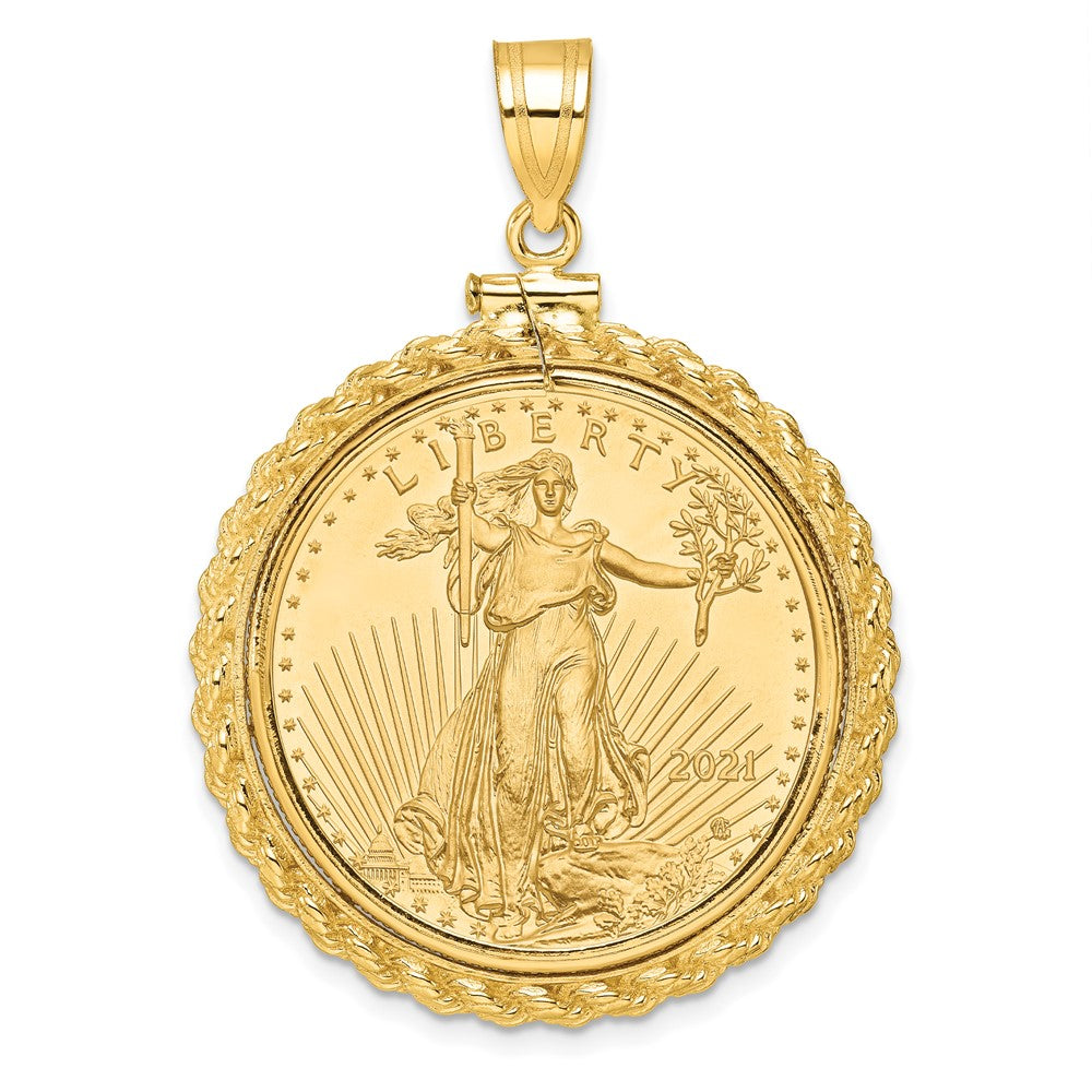 14ky Casted Rope Polished Screw Top Bezel with Coin