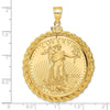 14ky Casted Rope Polished Screw Top Bezel with Coin