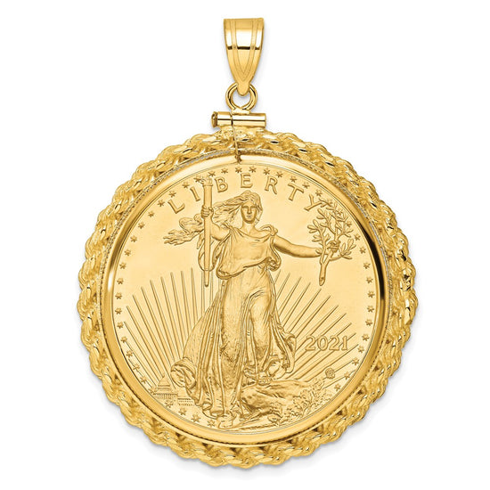 14ky Casted Rope Polished Screw Top Bezel with Coin