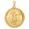 14ky Casted Rope Polished Screw Top Bezel with Coin