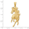 14k Large Satin Diamond-cut Horse Pendant